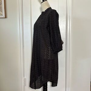 Beck Söndergaard Black Eyelet Button-Down Tunic Dress 100% Cotton